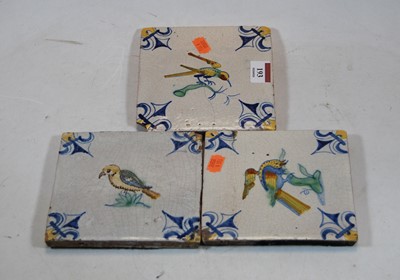 Lot 193 - Three 19th century maijolica wall tiles, each...