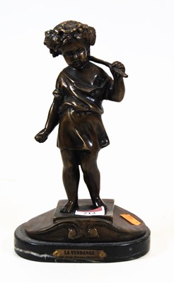 Lot 212 - After Moreau, 'Lavendange' bronze on black...
