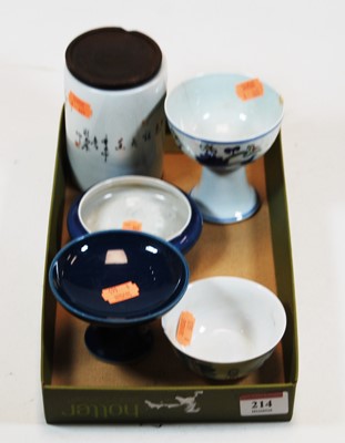 Lot 214 - A Chinese porcelain stem cup signed with six...