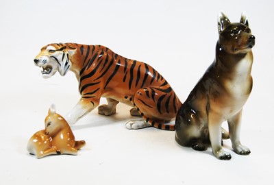 Lot 240 - A Royal Dux porcelain German Shepherd, having...