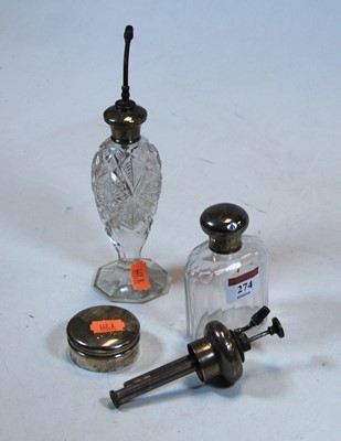Lot 274 - A cut glass silver topped lady's atomiser;...