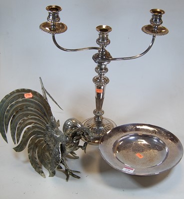 Lot 270 - A circa 1900 silver plated three-light...