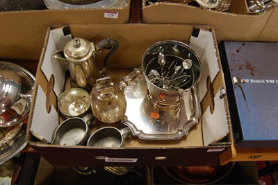 Lot 277 - Sundry plated wares, to include salver, hot...