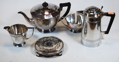 Lot 281 - Sundry plated wares, to include Art Deco three-...