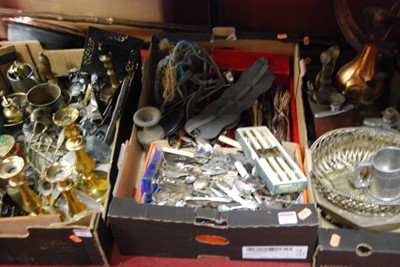 Lot 285 - Three boxes of metalware, to include brass...