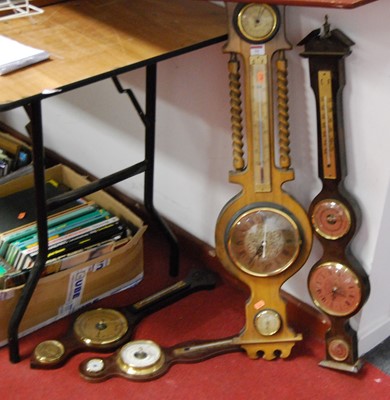 Lot 94 - A reproduction mahogany wall barometer...