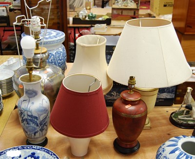 Lot 97 - A 20th century porcelain table lamp of...