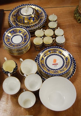 Lot 130 - A Coalport blue and gilt decorated part tea,...