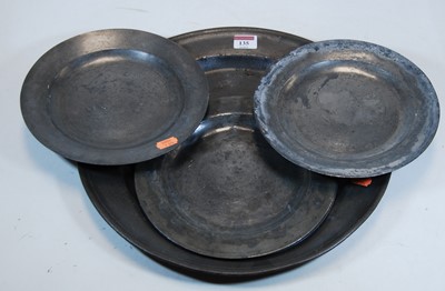 Lot 135 - A 19th century pewter plate, touchmarks to the...