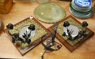 Lot 143 - A pair of early 20th century brass wall...