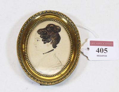 Lot 405 - English school, 19th century, Profile portrait...
