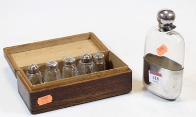 Lot 418 - A mid-20th century pocket hip flask, having a...