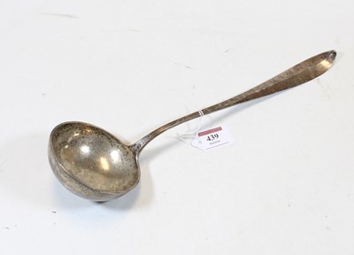 Lot 439 - A circa 1900 French silver ladle of plain...