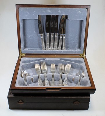 Lot 441 - A 6 place setting matched canteen of silver...