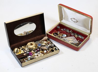 Lot 444 - Two boxes of miscellaneous costume jewellery...