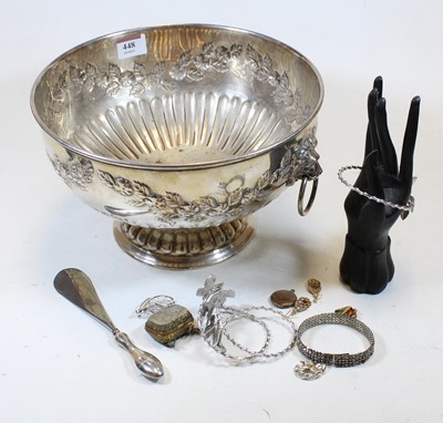 Lot 448 - A silver plated punch bowl having a repoussee...