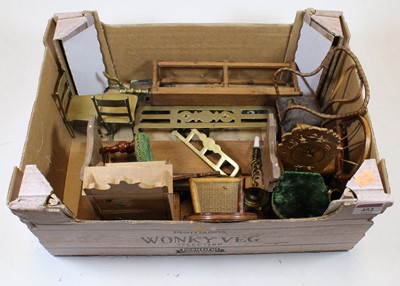 Lot 452 - A box of miscellaneous dolls house furniture...