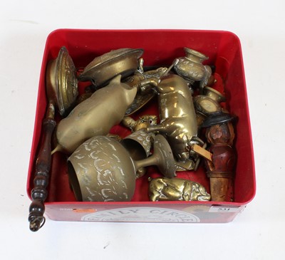 Lot 531 - A box of miscellaneous items, to include brass...
