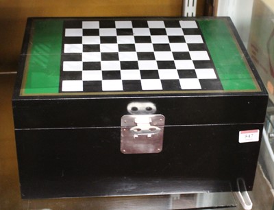 Lot 547 - A modern painted travelling games box, with...