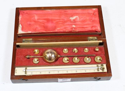Lot 497 - A late 19th century Sykes Hydrometer in fitted...