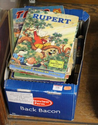 Lot 556 - A box of assorted children's books and annuals,...