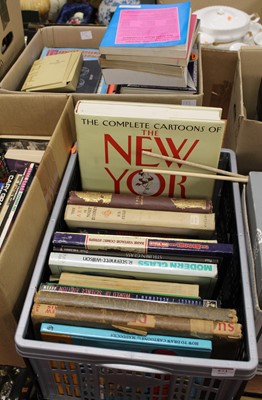 Lot 573 - Two boxes of mixed books to include 1916 Punch,...