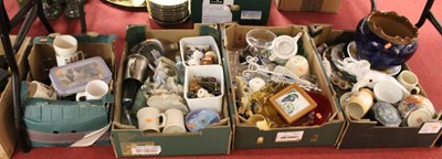 Lot 594 - Four boxes of mixed china and glass to include...