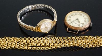 Lot 333 - A gilt metal belcher link long guard chain...