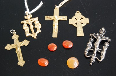 Lot 334 - A yellow metal Celtic cross pendant, unmarked...