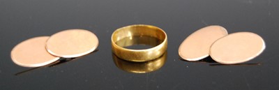 Lot 337 - A 22ct gold wedding band, 2.3g, together with...