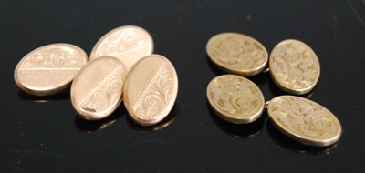 Lot 338 - Two pairs of gold plated gents cufflinks