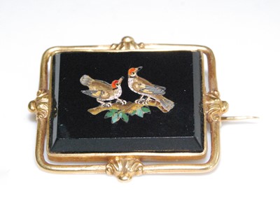 Lot 2536 - A late 19th century yellow metal micro-mosaic...