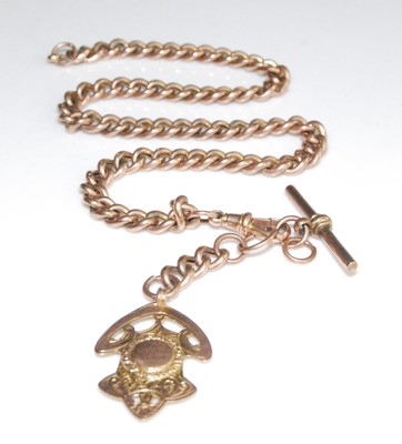 Lot 2538 - A 9ct rose gold rounded curblink Albert chain...