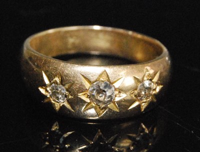 Lot 2593 - An 18ct yellow gold heavy diamond dress ring,...