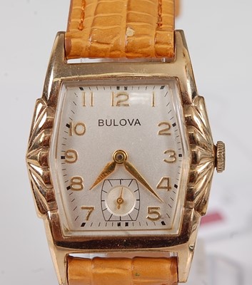Lot 2604 - A Bulova gold plated gent's small size tank...