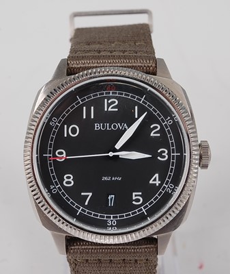 Lot 2622 - A gent's Bulova military brushed steel...