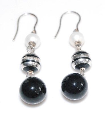 Lot 2559 - A pair of Mont Blanc silver,  cultured pearl...