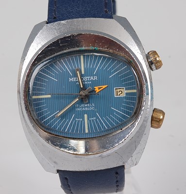 Lot 2695 - A gent's Memostar alarm steel cased vintage...
