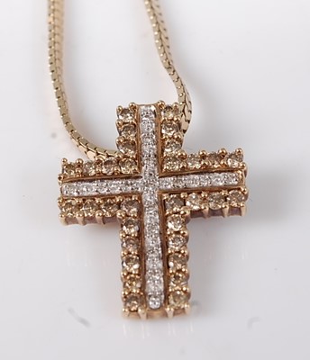 Lot 2666 - A modern 9ct gold diamond point set cross...