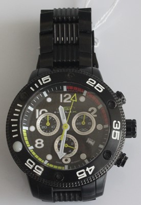 Lot 386 - A Seiko? Helix gents black steel chronograph...
