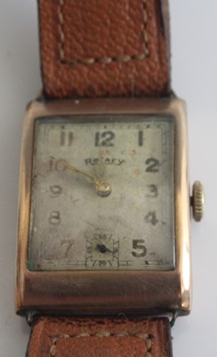 Lot 388 - A Vintage gents Rotary 9ct gold cased tank...
