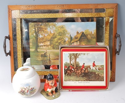 Lot 261 - * An oak framed twin handled drinks tray, the...