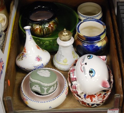 Lot 74 - A box containing a collection of ceramics to...