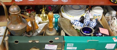 Lot 84 - Two boxes of ceramics, metalwares and...