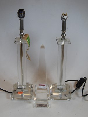 Lot 160 - A contemporary glass obelisk, height 31cm,...
