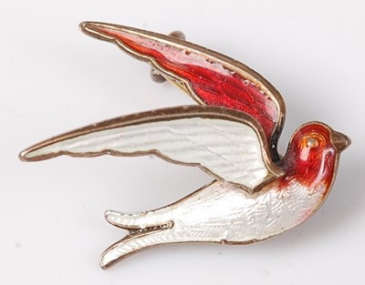 Lot 422 - A Norwegian silver gilt and enamel bird brooch,...