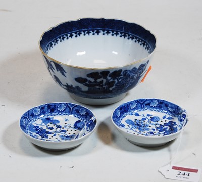 Lot 244 - A pair of 19th century blue and white transfer...