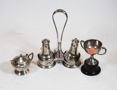 Lot 295 - An early 20th century silver two-bottle cruet...