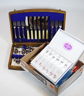 Lot 297 - An oak cased six-place setting canteen of...