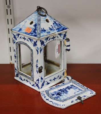 Lot 54 - A circa 1900 Dutch delft candle lantern, with...